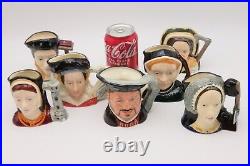 Royal Doulton King Henry VIII and Six Wives Miniature Ceramic Toby Jug Set