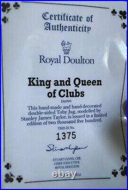 Royal Doulton King & Queen Of Clubs Toby Jug Limited Ed. WithCOA 1996 5
