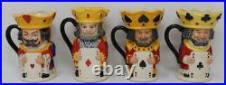Royal Doulton King and Queen of Diamonds Clubs Hearts Spades 4 Small Toby Jugs