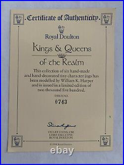 Royal Doulton Kings Queens Of The Realm Tiny Toby Character Jug Set Coa 743/2500