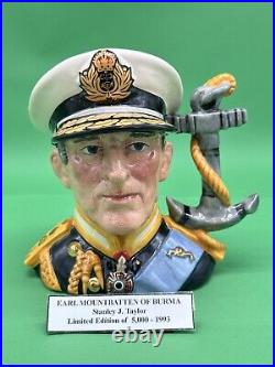 Royal Doulton Large'Earl Mountbatten of Burma' Ltd Ed. Character Jug, D6944, 7