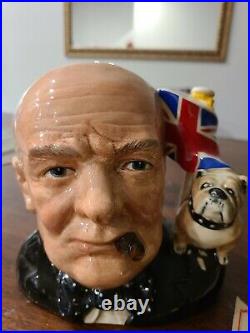 Royal Doulton Large Toby Character Jug Winston Churchill & Tag # D6907
