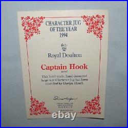 Royal Doulton Large size character jug D6947 Captain Hook CJY1994 certificate #1