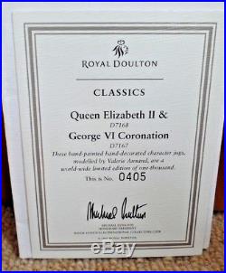 Royal Doulton Ltd Ed Character Jugs King George & Queen Elizabeth D7168 D7167
