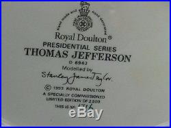 Royal Doulton Ltd Ed Thomas Jefferson D6943 Lg Character Jug President Series