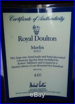 Royal Doulton Merlin 7 Toby Character Mug Jug D7117 COA #440 Ltd Ed withBox