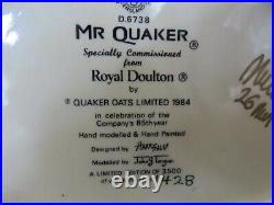 Royal Doulton Mr Quaker D6738 Toby Mug Oats Ltd 1984 LE RDICC Signed M Doulton