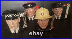 Royal Doulton Policeman, Postman, Fireman, Engine Driver character jugs