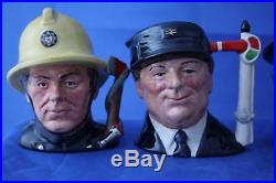Royal Doulton Postman Policeman Fireman Engine Driver Character Jugs Set Boxed