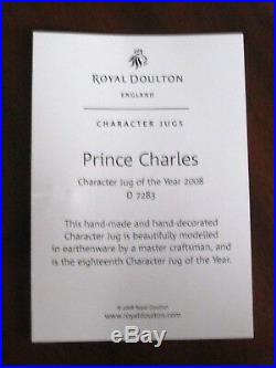 Royal Doulton Prince Charles D7283 Character Jug of the Year 2008 Mint Condition