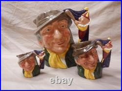 Royal Doulton Punch & Judy Man Character Jugs Lot/3 Lg D6590 Sm D6593 Mini D6596