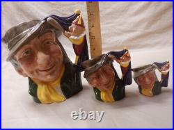 Royal Doulton Punch & Judy Man Character Jugs Lot/3 Lg D6590 Sm D6593 Mini D6596