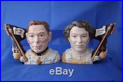 Royal Doulton Queen Elizabeth II & King George VI Character Jugs D7167 & D7168