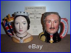 Royal Doulton Queen Victoria & Prince Albert D7072 D7073 Character Jugs + Cert