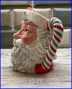 Royal Doulton SANTA CLAUS Character Jug D6840 Colorway Candy Cane Handle RARE