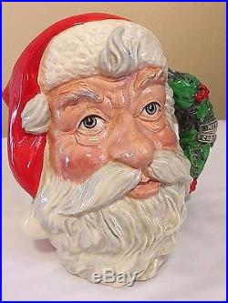 Royal Doulton Santa Clause D6794 Rare Wreath Handle Character Toby Jug Mug Large