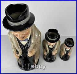 Royal Doulton Set of 3 Toby Jugs of WINSTON CHURCHILL Height 9, 5.5 and 4
