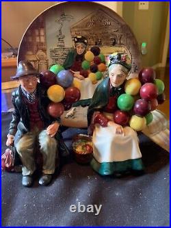 Royal Doulton The Balloon Man HN1954, The Old Balloon Seller HN1315 & Plate