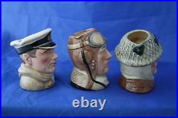 Royal Doulton The Sailor D6875, Soldier D6876 And Airman D6870 Character Jugs