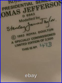 Royal Doulton Thomas Jefferson D6943 Character Toby Jug Large 7 Mint 473/2500