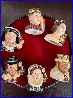 Royal Doulton Tiny Character Jugs, Kings & Queens Realm-6 pieces