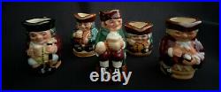 Royal Doulton Tiny Tobys Character Jug Set W Display Stand Set Of 5 1 Missing