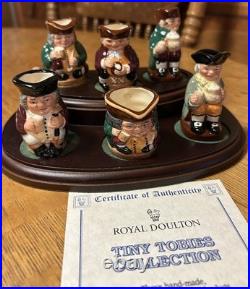 Royal Doulton Tiny Tobys Character Jug Set W Display Stand Set Of 6 Le 2500 Coa