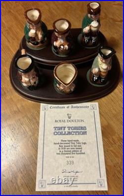 Royal Doulton Tiny Tobys Character Jug Set W Display Stand Set Of 6 Le 2500 Coa