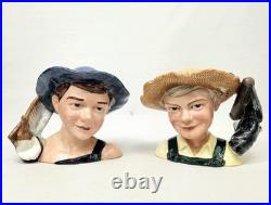 Royal Doulton Tom Sawyer Huckleberry Finn Character Jug Duo D7187, D7177 England Royal Doulton Tom Sawyer Huckleberry Finn Character Jug Duo D7187, D7177 England