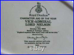 Royal Doulton Vice-Admiral Lord Nelson D6932 Character Jug of the Year 1993 Mint