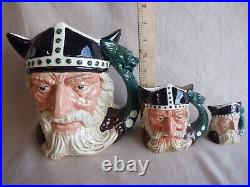 Royal Doulton VikingCharacter Jugs-Set of 3 Lg. D6550 Sm. D6553 Mini D6556