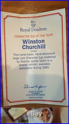 Royal Doulton WINSTON CHURCHILL TOBY MUG 1992 CHARACTER JUG OF THE YEAR