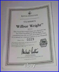 Royal Doulton Wilbur Wright Character Jug D7179 Ltd Edition 229/1000 Rare Coa