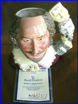 Royal Doulton William Shakespeare D7136 Character Jug of the Year 1999 Mint