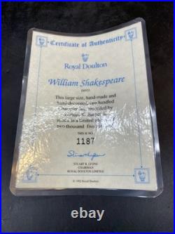 Royal Doulton William Shakespeare Jug D6933 Limited Edition No. 1187 with COA