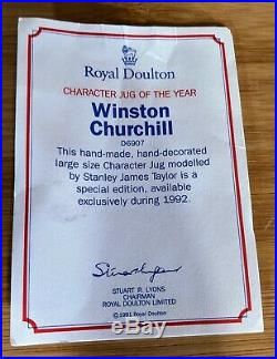 Royal Doulton Winston Churchill Bulldog Character Jug Of Year 1992 D6907 MINT JO