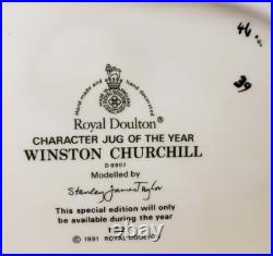 Royal Doulton Winston Churchill D6907 Character Jug Of The Year 1992 Large Coa