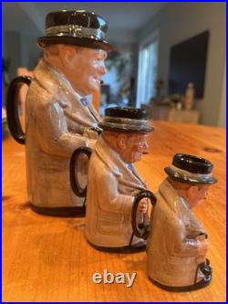 Royal Doulton Winston Churchill Tony Jugs Set Of 3 Sizes Excellent Condition