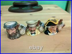 Royal Doulton collectors tinies set of 6 Explorers Character Jugs on stand
