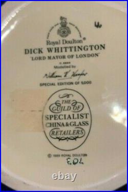 Royal Doulton'dick Whittington' D6846 1989 Large Toby Character Jug