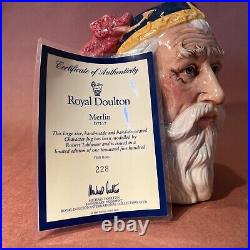 Royal Doulton large character Jug Mug D7117 Merlin Limited 1500. #228 with COA