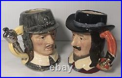 Royal Doulton small Jugs OLIVER CROMWELL and KING CHARLES I (with COA)