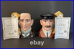 Royal Doulton'wright Brothers' Large Character Jug Pair D7178/d7179 Rare Set