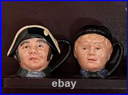 Set Of 12 Royal Doulton Mini Dickens Character Toby Mugs With Wooden Display