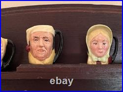 Set Of 12 Royal Doulton Mini Dickens Character Toby Mugs With Wooden Display