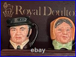 Set Of 12 Royal Doulton Mini Dickens Character Toby Mugs With Wooden Display