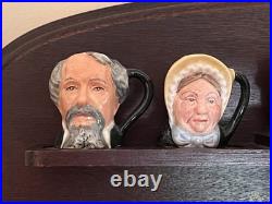 Set Of 12 Royal Doulton Mini Dickens Character Toby Mugs With Wooden Display