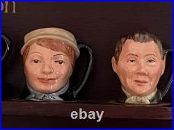 Set Of 12 Royal Doulton Mini Dickens Character Toby Mugs With Wooden Display