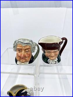 Set of 10 English Translucent China Royal Doulton Miniature Size Character Jugs