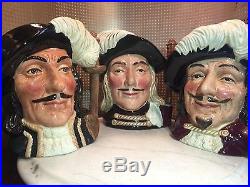 Set of 3 Musketeers with d'Artagnan Royal Doulton character jugs